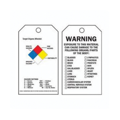 Right-To-Know Tags, Polyester, 3" W x 5-3/4" H, English