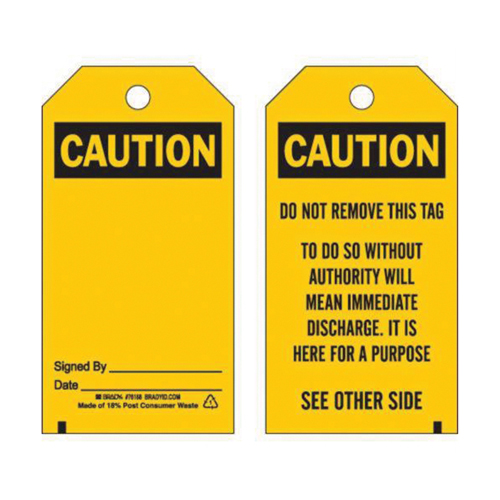 Accident Prevention Tags, Polyester, 3" W x 5-3/4" H, English