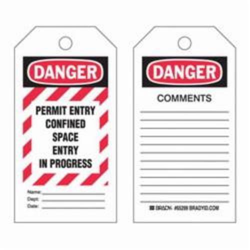"Confined Space" Tags, Polyester, 3" W x 5-3/4" H, English