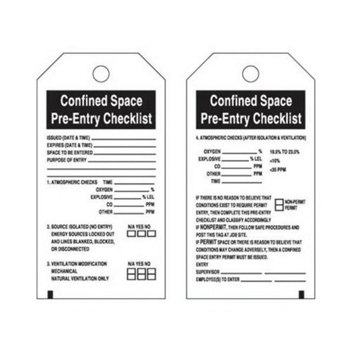 "Confined Space" Tags, Polyester, 3" W x 5-3/4" H, English