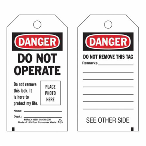 Self-Laminating "Do Not Operate" Tags, Polyester, 3" W x 5-3/4" H, English