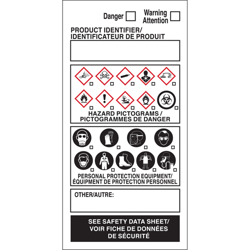 OTS WHMIS Labels, Vinyl, Sheet, 4" L x 2" W