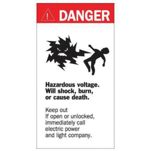 "Danger Hazardous Voltage" Sign, 8" x 4-1/2", Acrylic, English with Pictogram