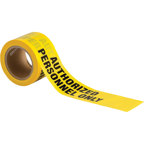 Barricade Tape, English, 3" W x 200' L, 3 mils, Black on Yellow