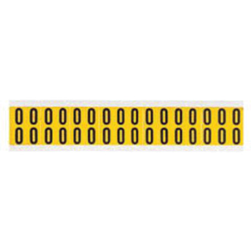 Individual Number and Letter Labels, 0, 5/8" H, Black on Yellow