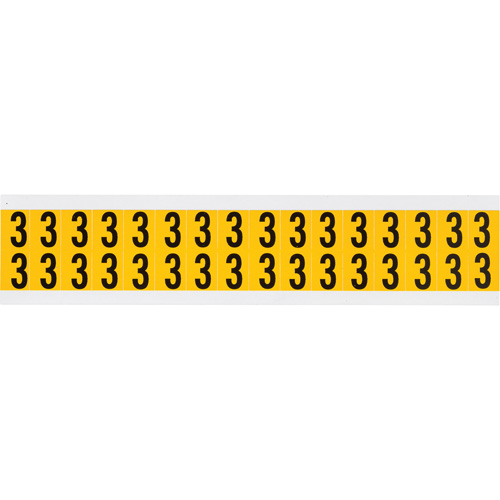 Individual Number and Letter Labels, 3, 5/8" H, Black on Yellow