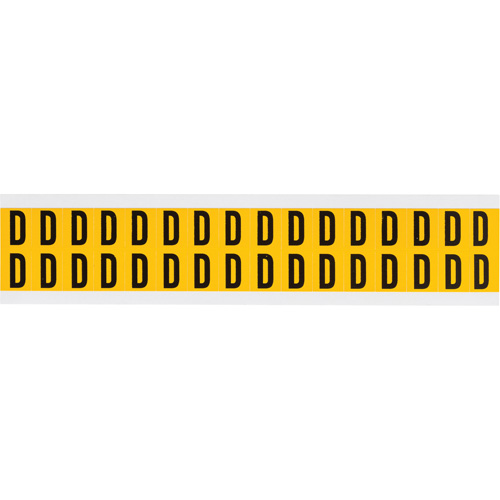 Individual Number and Letter Labels, D, 5/8" H, Black on Yellow