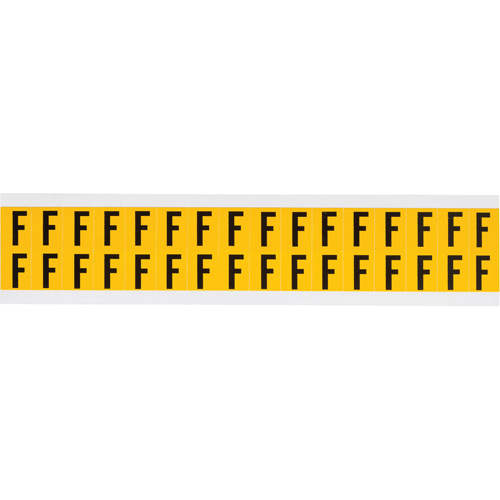Individual Number and Letter Labels, F, 5/8" H, Black on Yellow