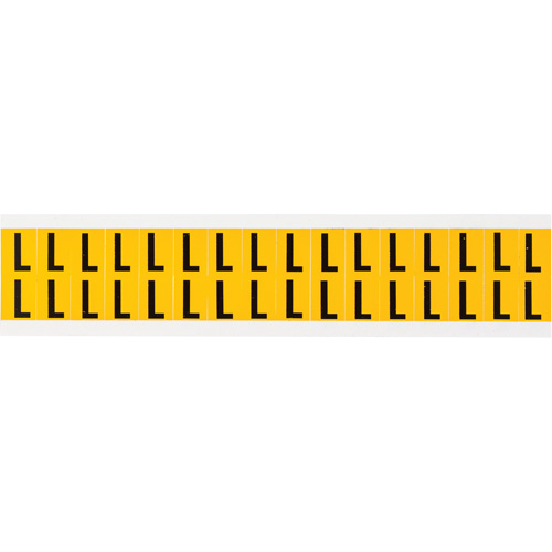 Individual Number and Letter Labels, L, 5/8" H, Black on Yellow