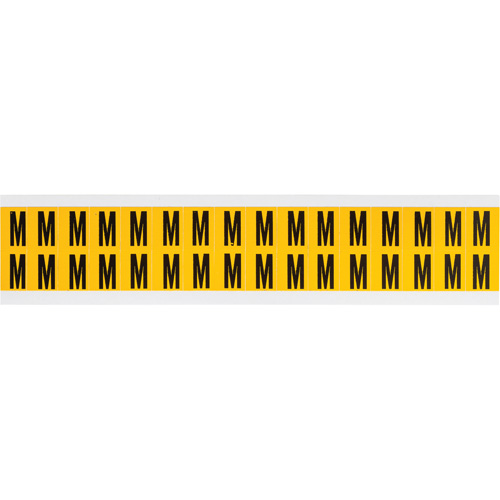 Individual Number & Letter Labels, M, 5/8" H, Black on Yellow