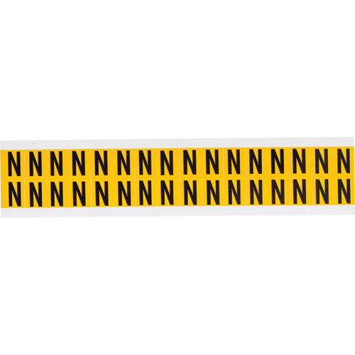 Individual Number & Letter Labels, N, 5/8" H, Black on Yellow