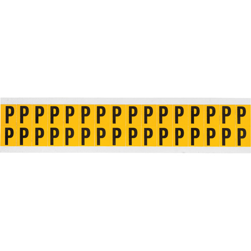 Individual Number & Letter Labels, P, 5/8" H, Black on Yellow