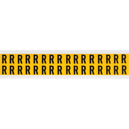 Individual Number & Letter Labels, R, 5/8" H, Black on Yellow