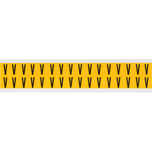 Individual Number & Letter Labels, V, 5/8" H, Black on Yellow