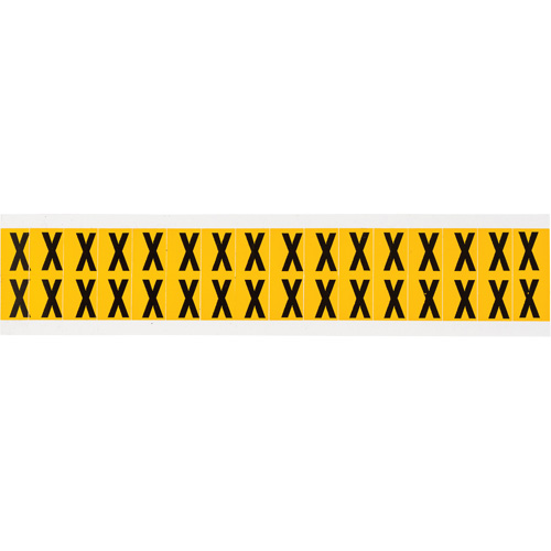 Individual Number & Letter Labels, X, 5/8" H, Black on Yellow