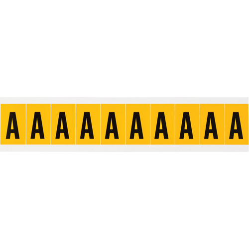 Individual Number and Letter Labels, A, 1" H, Black on Yellow