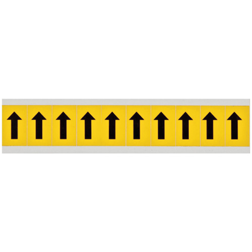 Individual Number and Letter Labels, Arrow Symbol, 1" H, Black on Yellow