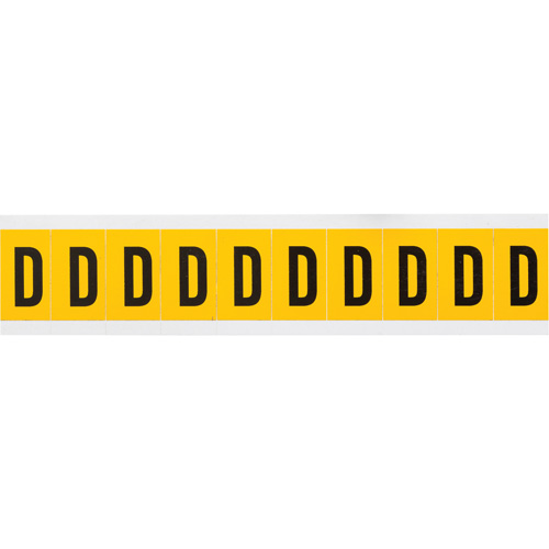 Individual Number and Letter Labels, D, 1" H, Black on Yellow