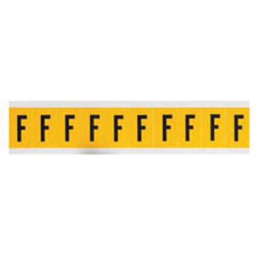Individual Number and Letter Labels, F, 1" H, Black on Yellow