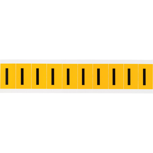 Individual Number and Letter Labels, I, 1" H, Black on Yellow