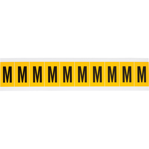 Individual Number & Letter Labels, M, 1" H, Black on Yellow