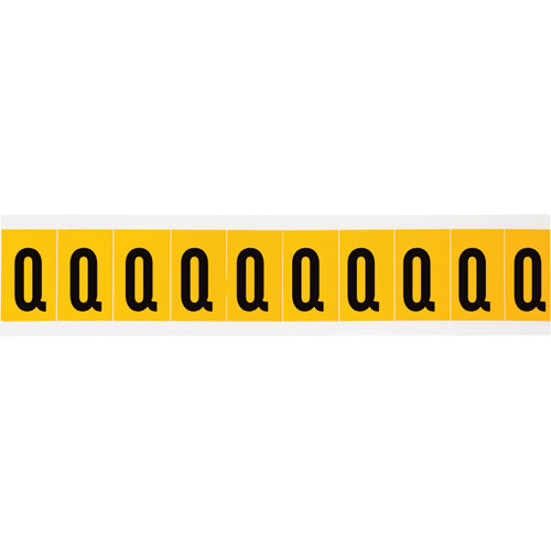 Individual Number & Letter Labels, Q, 1" H, Black on Yellow