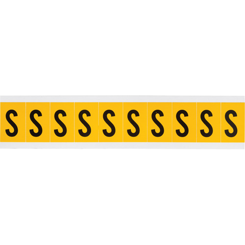 Individual Number & Letter Labels, S, 1" H, Black on Yellow
