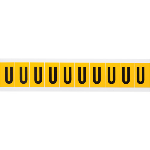 Individual Number & Letter Labels, U, 1" H, Black on Yellow