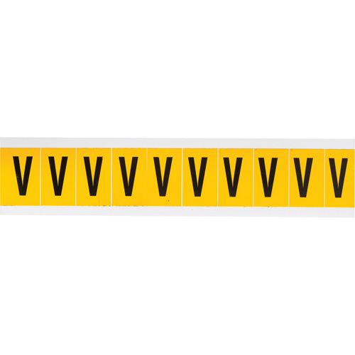Individual Number & Letter Labels, V, 1" H, Black on Yellow