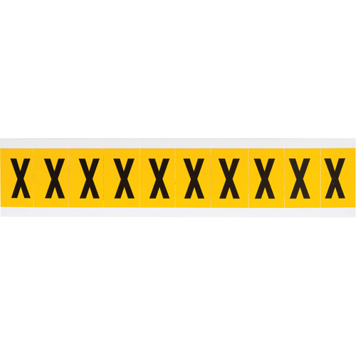 Individual Number & Letter Labels, X, 1" H, Black on Yellow