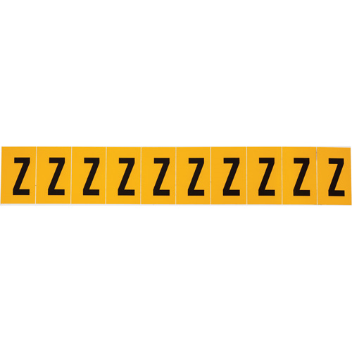 Individual Number & Letter Labels, Z, 1" H, Black on Yellow