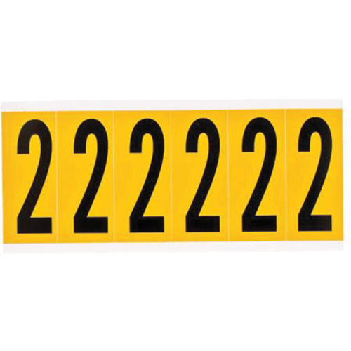 Individual Number and Letter Labels, 2, 2" H, Black on Yellow
