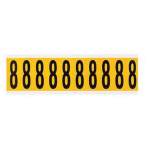 Individual Number and Letter Labels, 8, 2" H, Black on Yellow