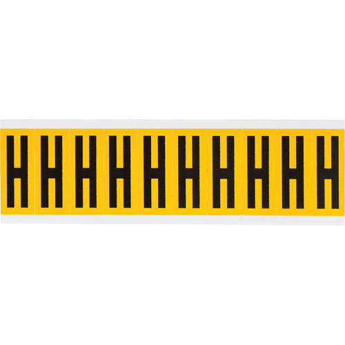 Individual Number and Letter Labels, H, 2" H, Black on Yellow