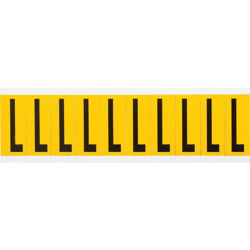 Individual Number and Letter Labels, L, 2" H, Black on Yellow