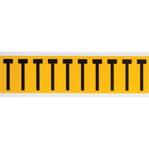 Individual Number & Letter Labels, T, 2" H, Black on Yellow