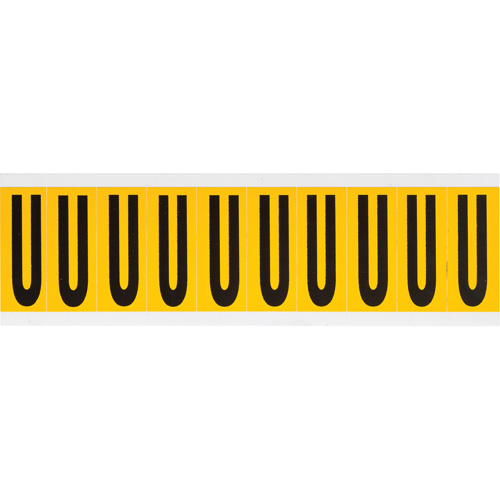 Individual Number & Letter Labels, U, 2" H, Black on Yellow