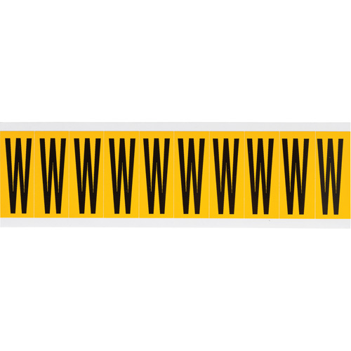 Individual Number & Letter Labels, W, 2" H, Black on Yellow