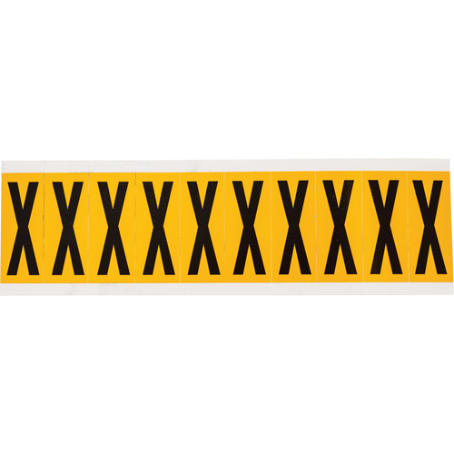 Individual Number & Letter Labels, X, 2" H, Black on Yellow