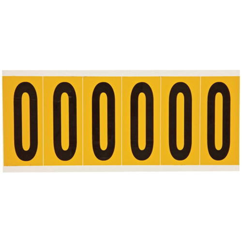 Individual Number and Letter Labels, 0, 3" H, Black on Yellow