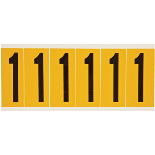 Individual Number and Letter Labels, 1, 3" H, Black on Yellow