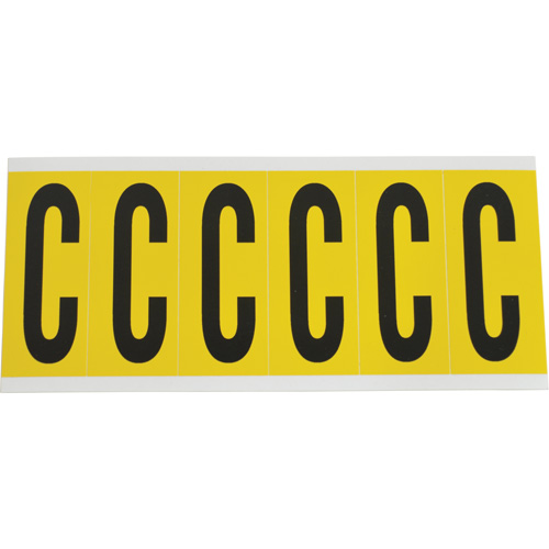 Individual Number and Letter Labels, C, 3" H, Black on Yellow