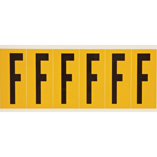 Individual Number and Letter Labels, F, 3" H, Black on Yellow