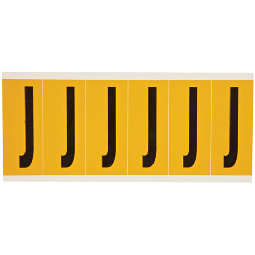 Individual Number and Letter Labels, J, 3" H, Black on Yellow