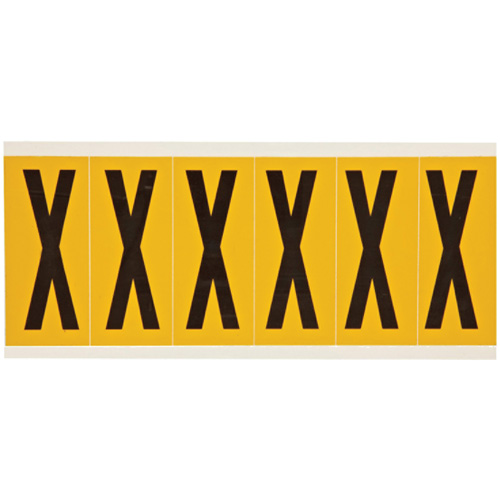 Individual Number & Letter Labels, X, 3" H, Black on Yellow
