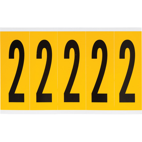 Individual Number and Letter Labels, 2, 4" H, Black on Yellow