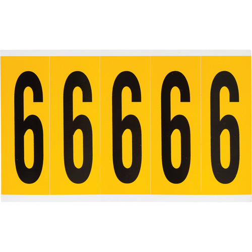 Individual Number and Letter Labels, 6, 4" H, Black on Yellow