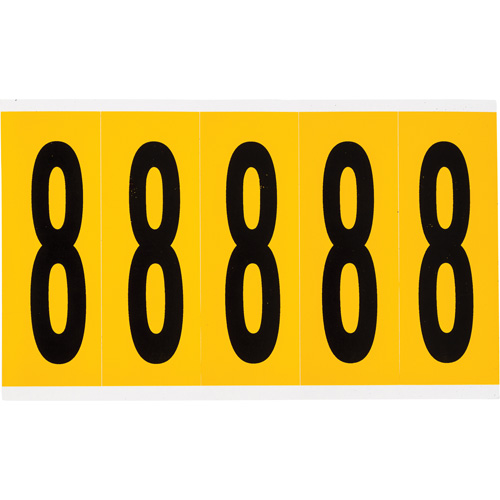 Individual Number and Letter Labels, 8, 4" H, Black on Yellow