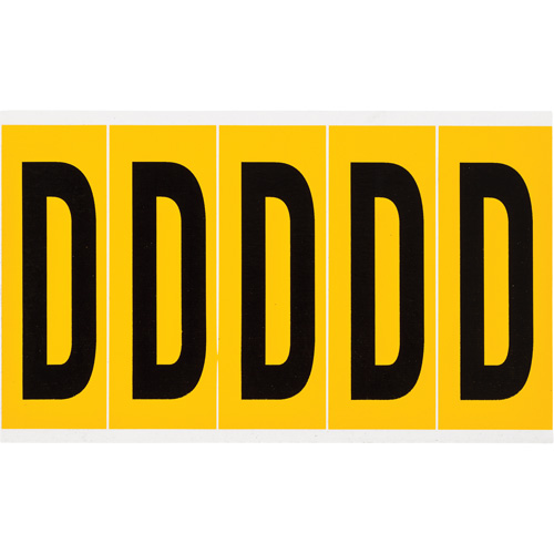 Individual Number and Letter Labels, D, 4" H, Black on Yellow