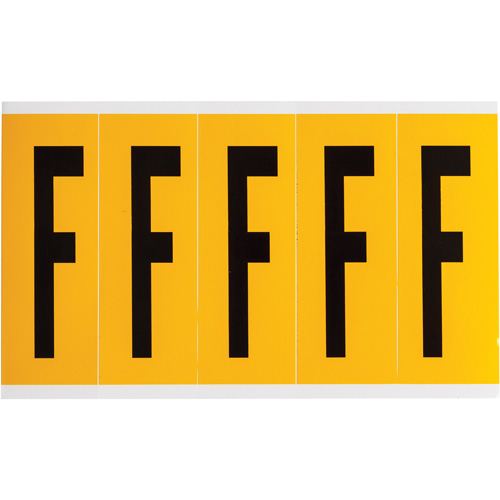 Individual Number and Letter Labels, F, 4" H, Black on Yellow